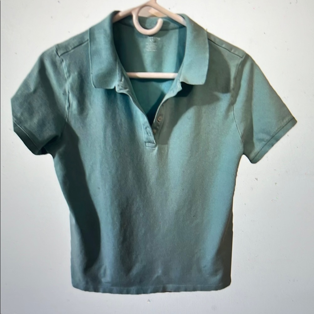 Lands' End women’s small Seafoam Green Polo Shirt   Cotton spandex blend.